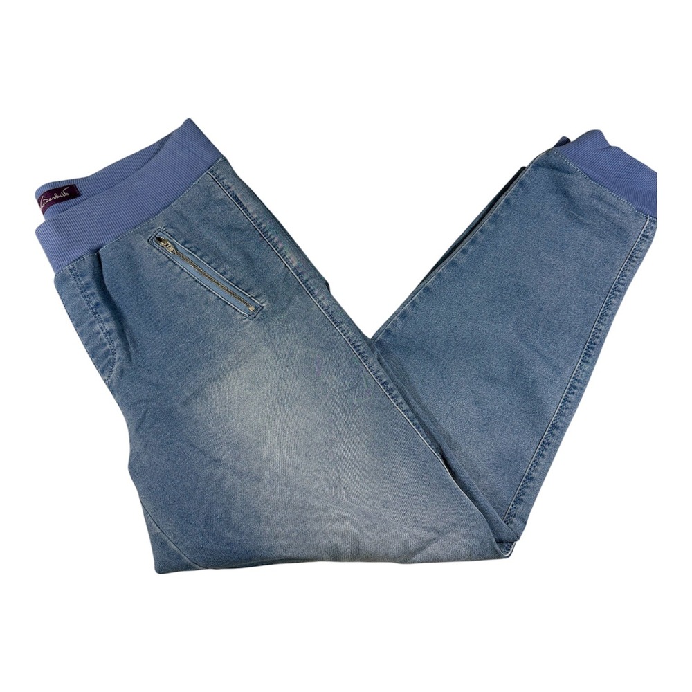 Gloria Vanderbilt Denim Joggers Women 10 Blue Light Wash Knit Waistband